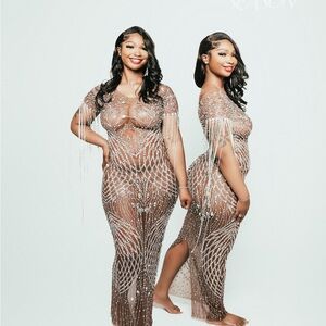 Glamorous Beaded Sheer Dress